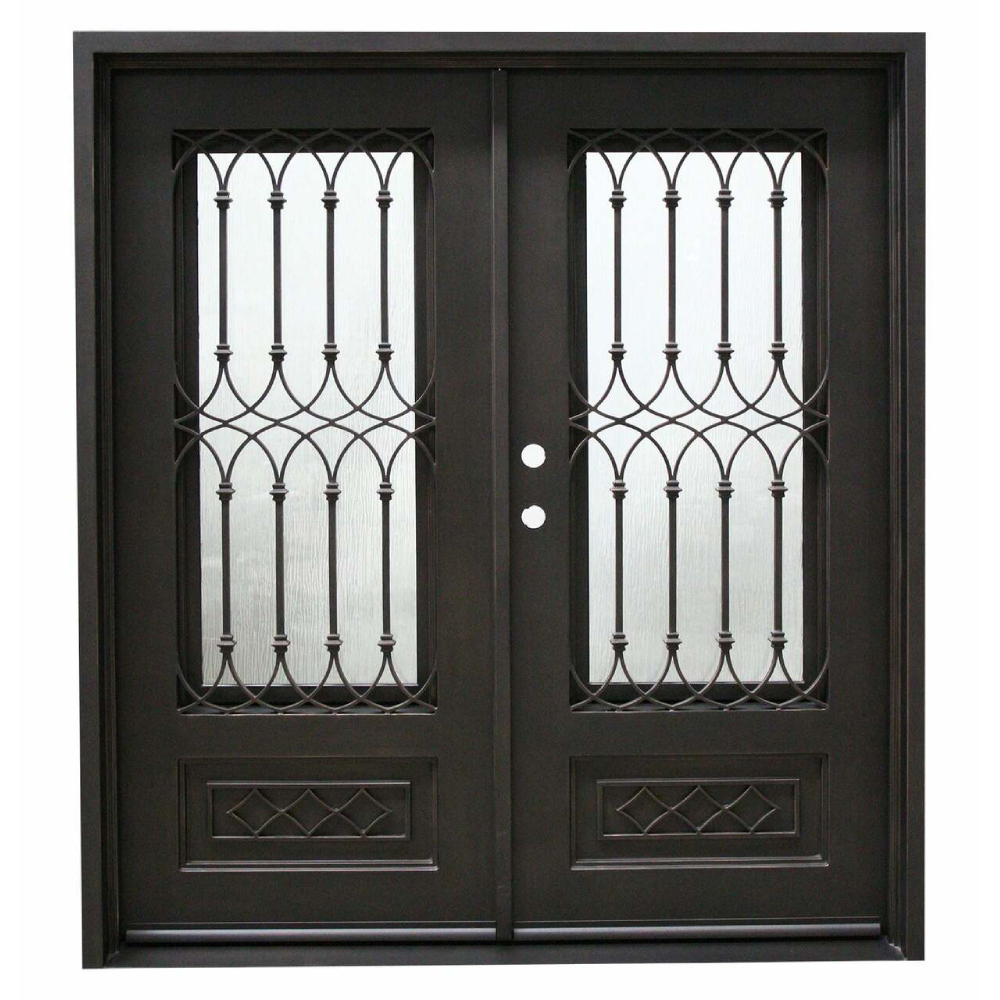 Bella 6/0x6/8 Double Wrought Iron Prehung Front Door